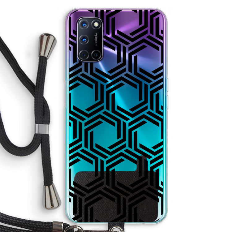 Geometrisch patroon: Oppo A92 Transparant Hoesje met koord