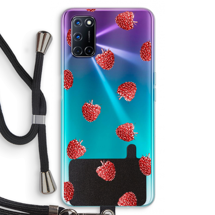 Framboosjes: Oppo A92 Transparant Hoesje met koord