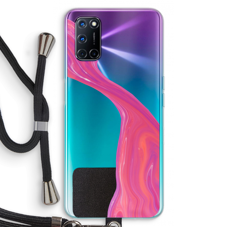 Paarse stroom: Oppo A92 Transparant Hoesje met koord