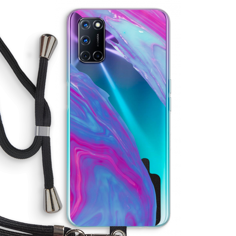 Zweverige regenboog: Oppo A92 Transparant Hoesje met koord