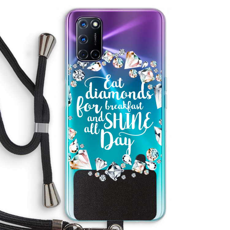 Diamonds: Oppo A92 Transparant Hoesje met koord