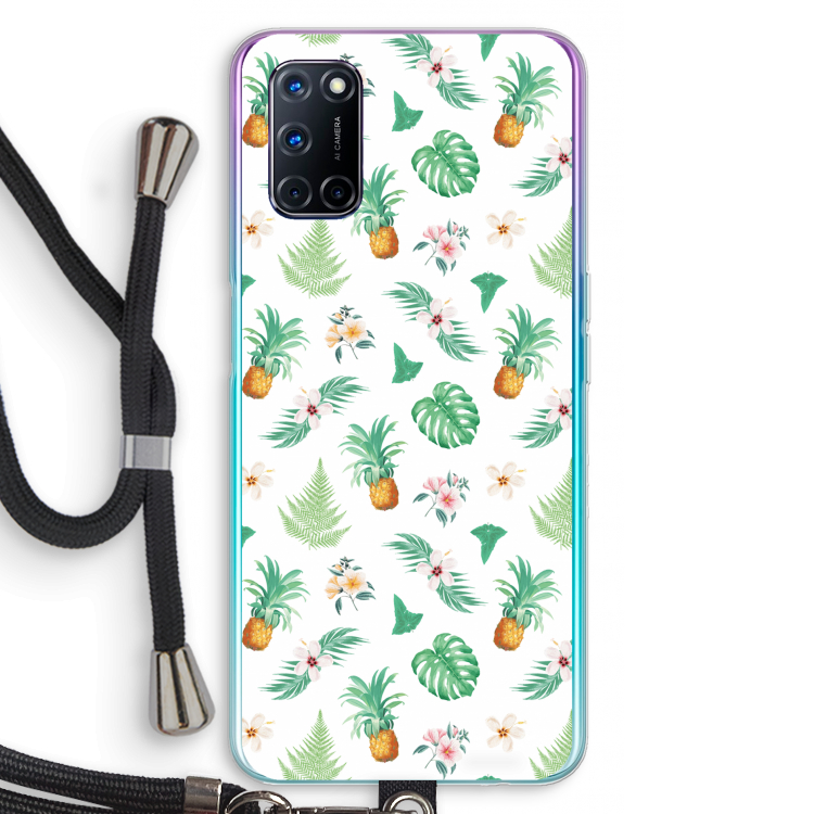 Ananas bladeren: Oppo A92 Transparant Hoesje met koord