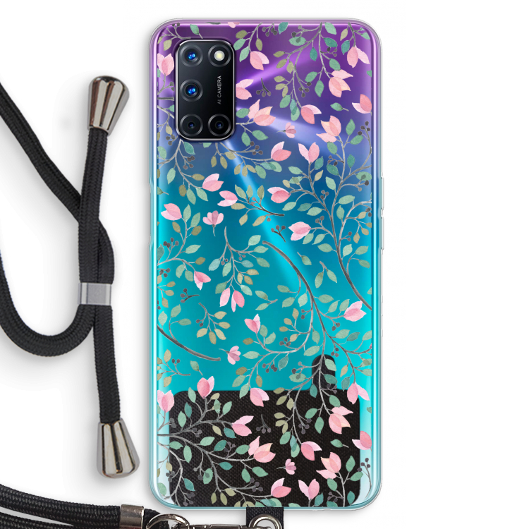 Sierlijke bloemen: Oppo A92 Transparant Hoesje met koord