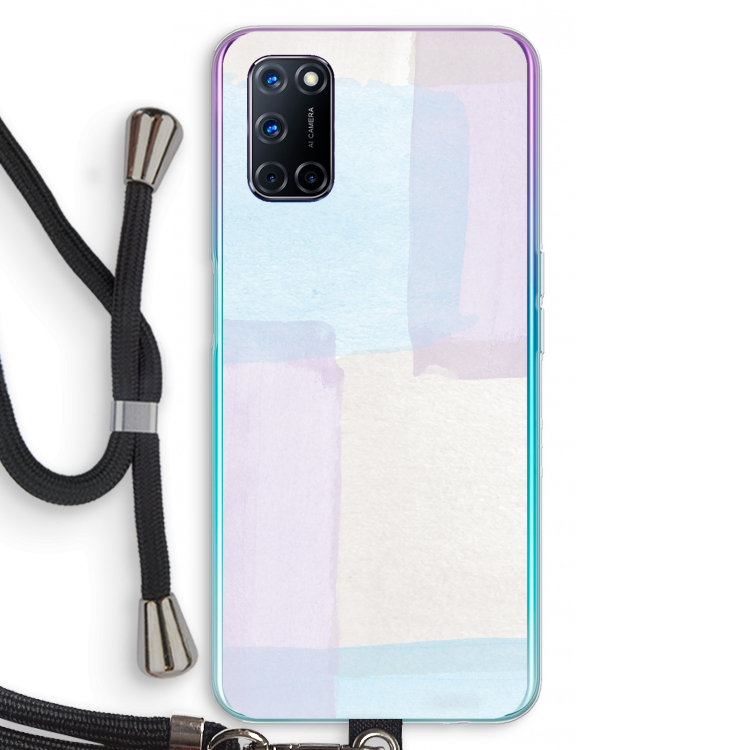 Square pastel: Oppo A92 Transparant Hoesje met koord