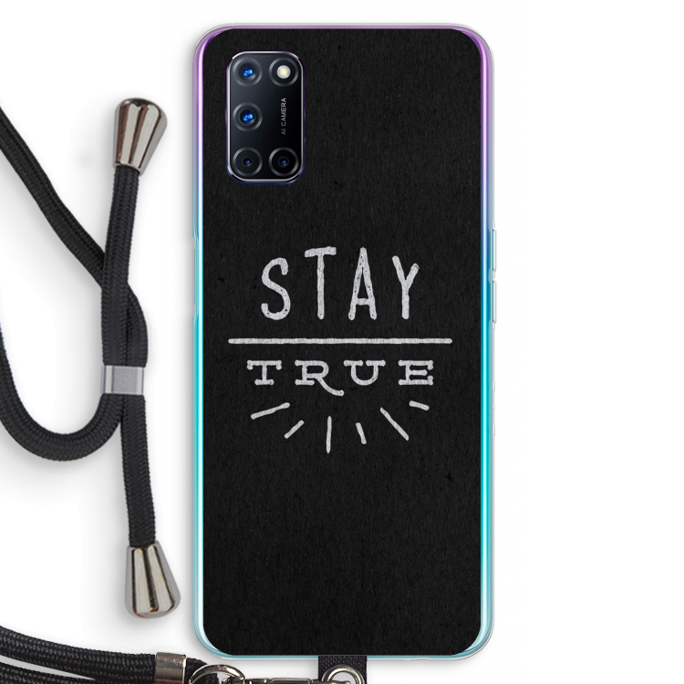 Stay true: Oppo A92 Transparant Hoesje met koord
