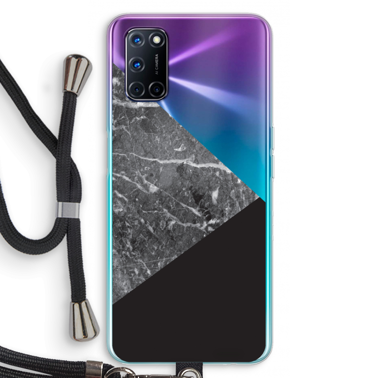 Combinatie marmer: Oppo A92 Transparant Hoesje met koord