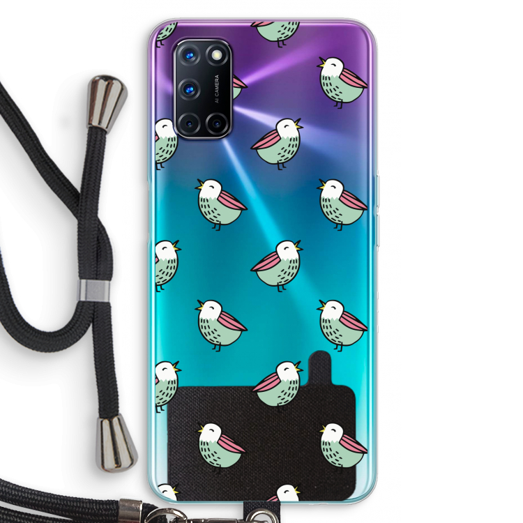 Vogeltjes: Oppo A92 Transparant Hoesje met koord