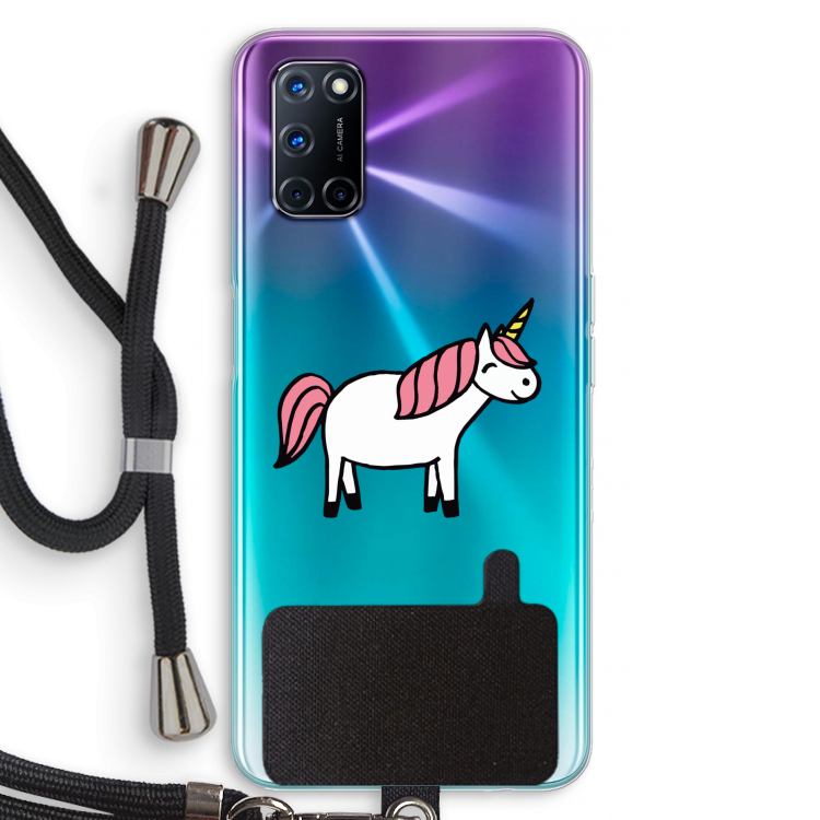 Eenhoorn: Oppo A92 Transparant Hoesje met koord
