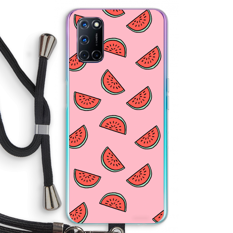 Watermeloen: Oppo A92 Transparant Hoesje met koord