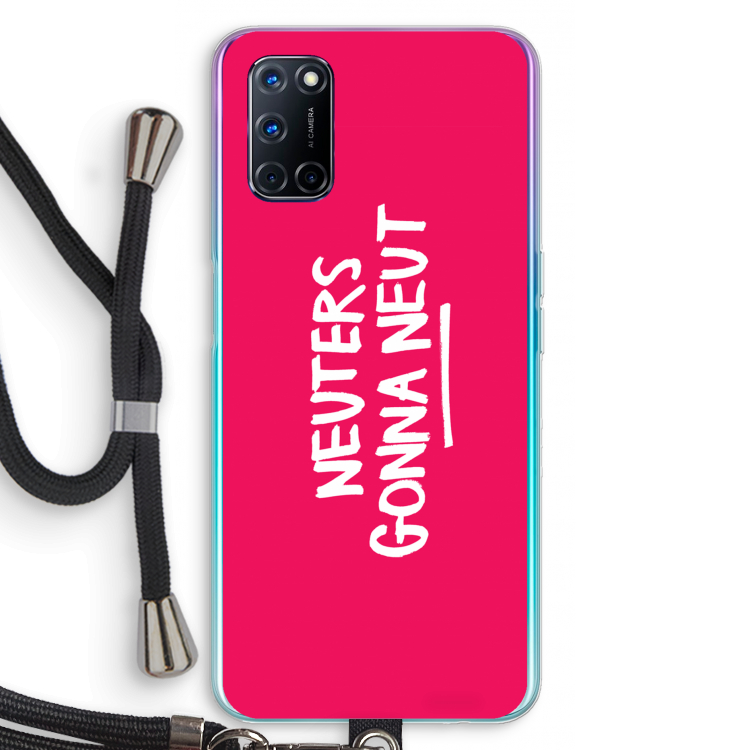 Neuters (roze): Oppo A92 Transparant Hoesje met koord