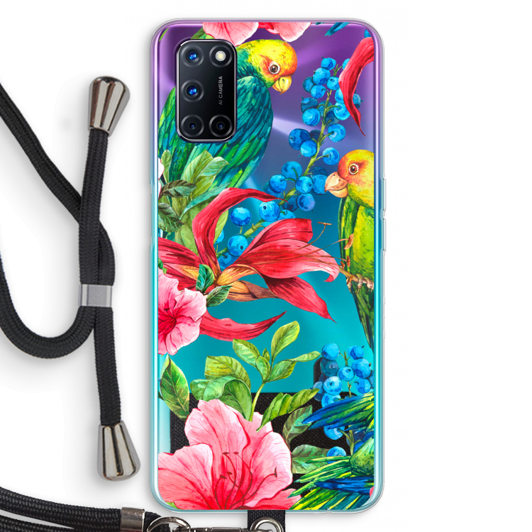 Papegaaien: Oppo A92 Transparant Hoesje met koord