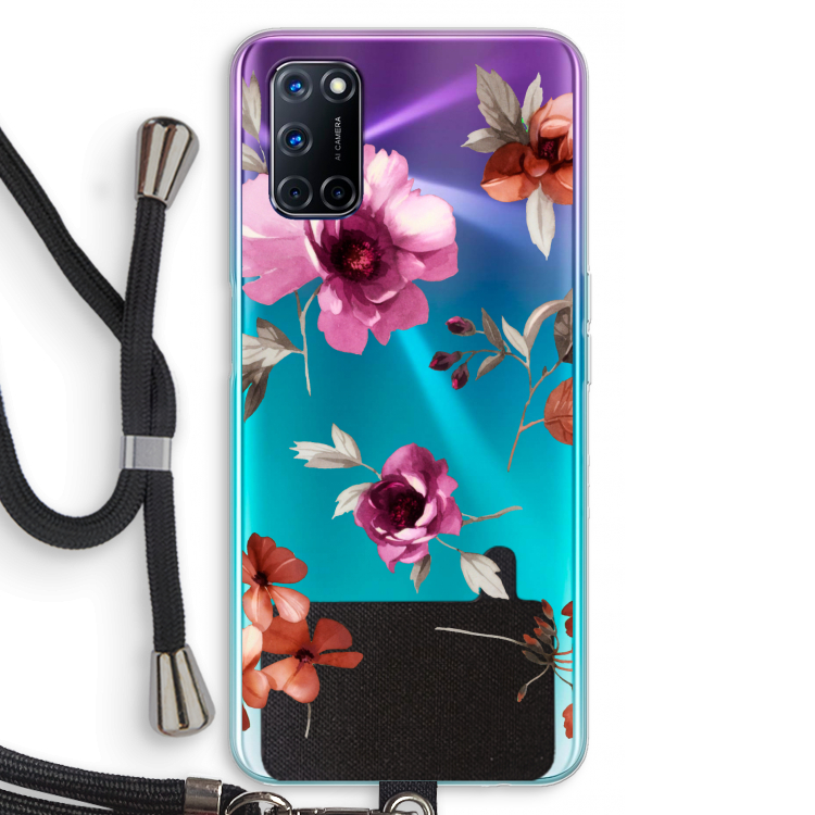 Geschilderde bloemen: Oppo A92 Transparant Hoesje met koord