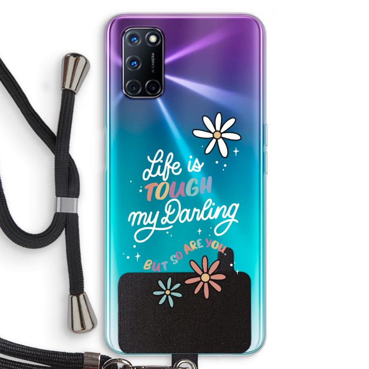 Tough Life: Oppo A92 Transparant Hoesje met koord