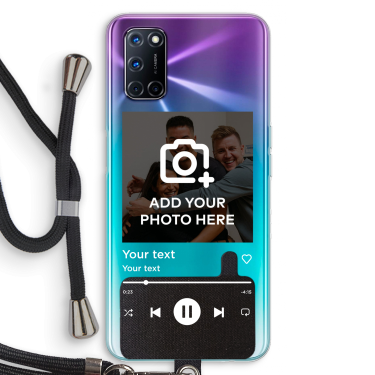 Music Player: Oppo A92 Transparant Hoesje met koord