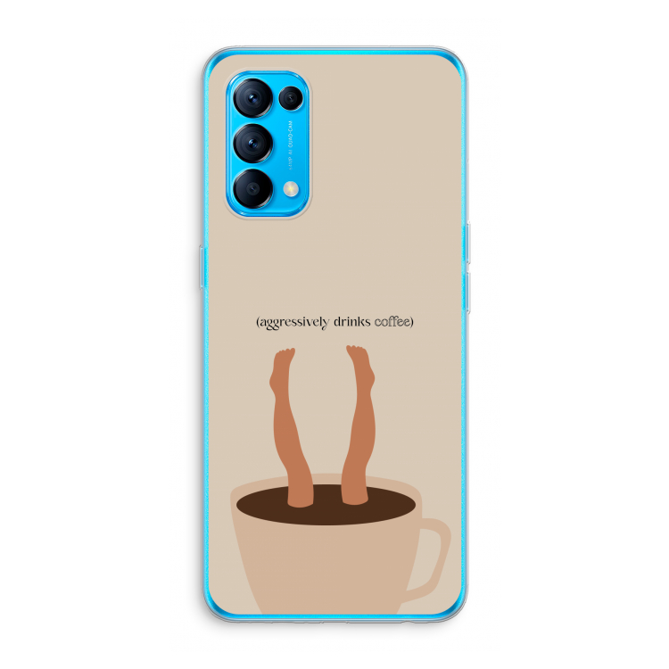 Aggressively drinks coffee: Oppo Find X3 Lite Transparant Hoesje