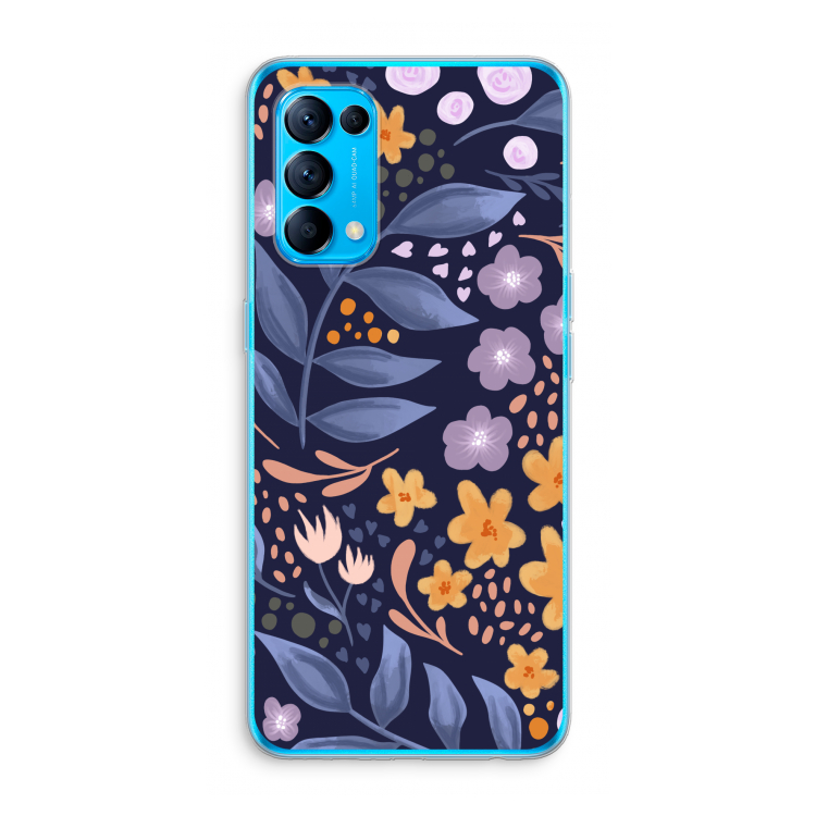 Flowers with blue leaves: Oppo Find X3 Lite Transparant Hoesje