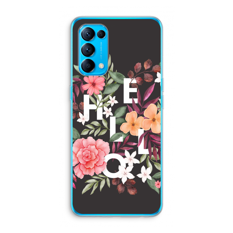 Hello in flowers: Oppo Find X3 Lite Transparant Hoesje