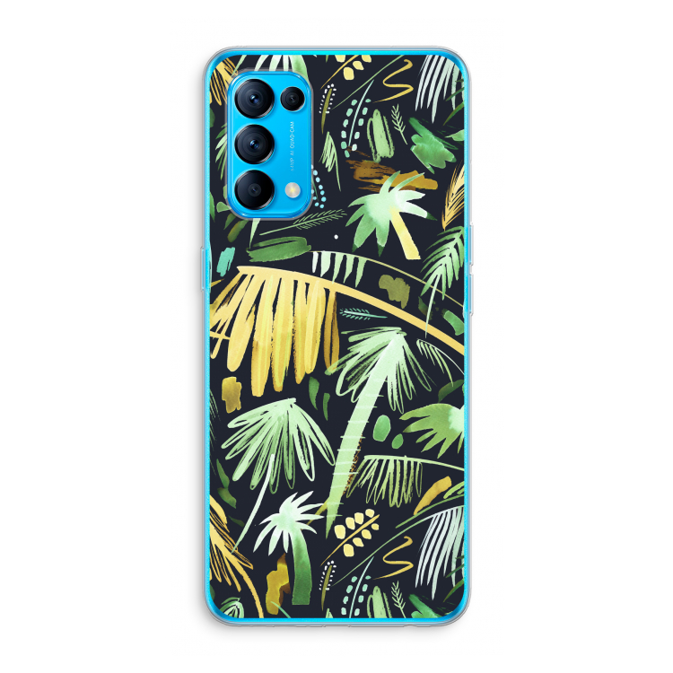 Tropical Palms Dark: Oppo Find X3 Lite Transparant Hoesje