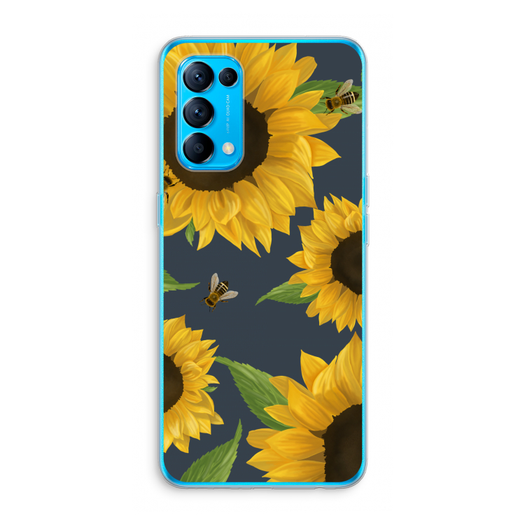 Sunflower and bees: Oppo Find X3 Lite Transparant Hoesje