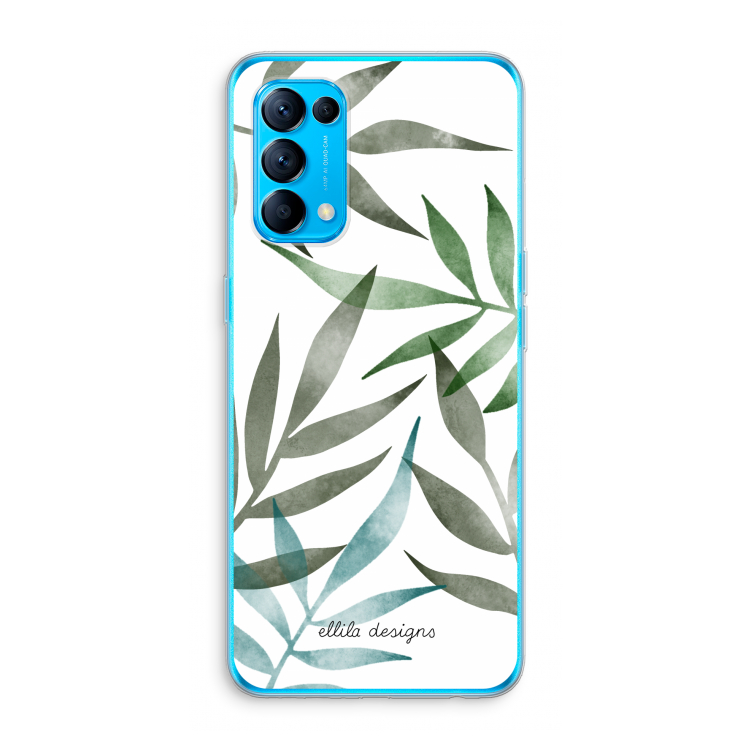 Tropical watercolor leaves: Oppo Find X3 Lite Transparant Hoesje