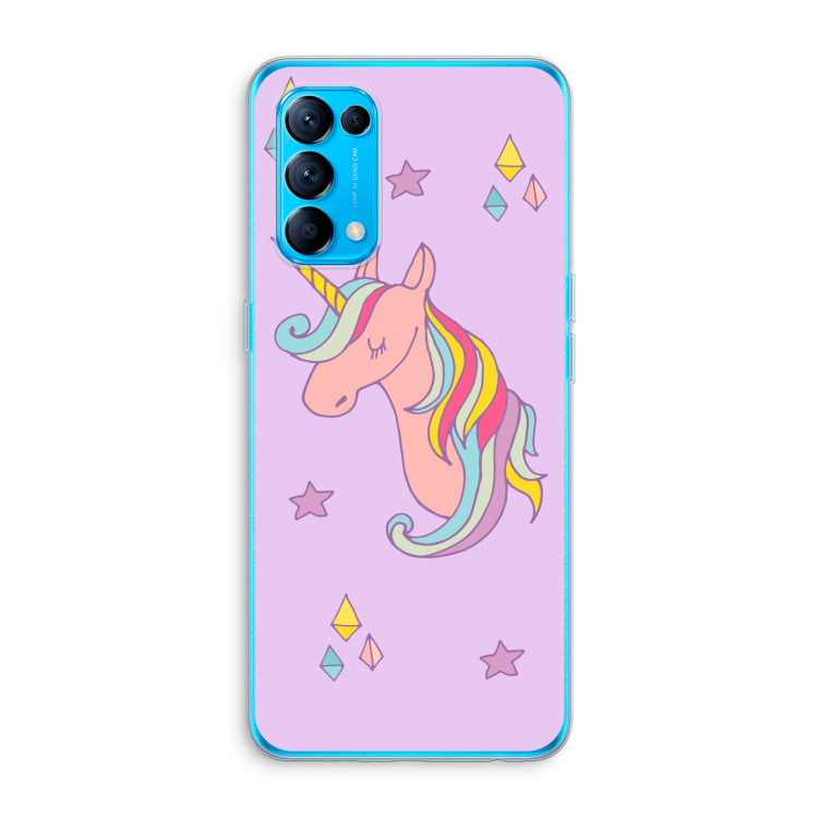 Roze eenhoorn: Oppo Find X3 Lite Transparant Hoesje