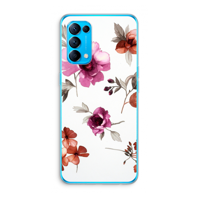 Geschilderde bloemen: Oppo Find X3 Lite Transparant Hoesje