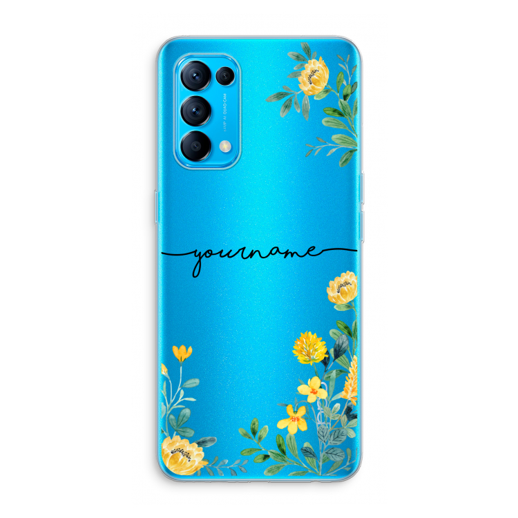 Gele bloemen: Oppo Find X3 Lite Transparant Hoesje
