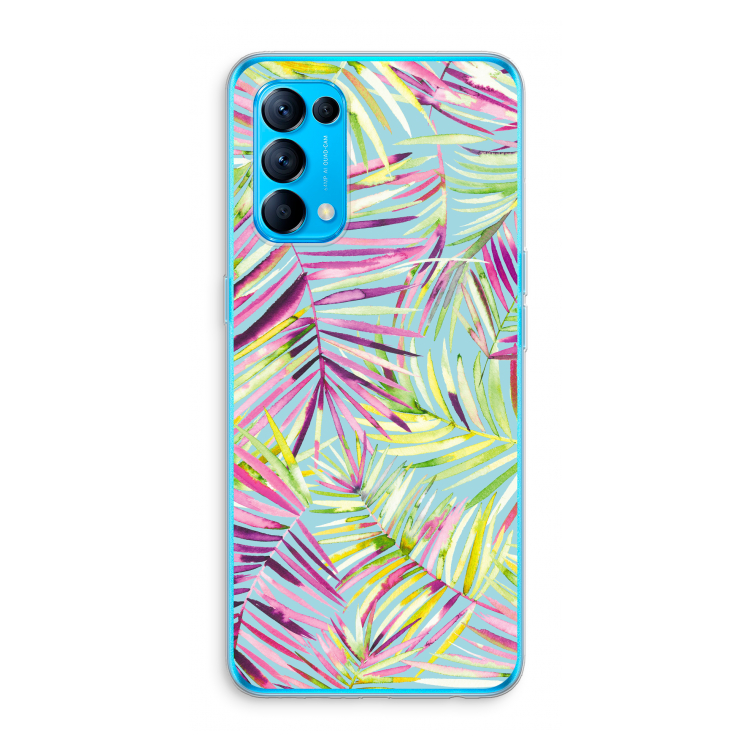 Tropical Palms Blue: Oppo Find X3 Lite Transparant Hoesje