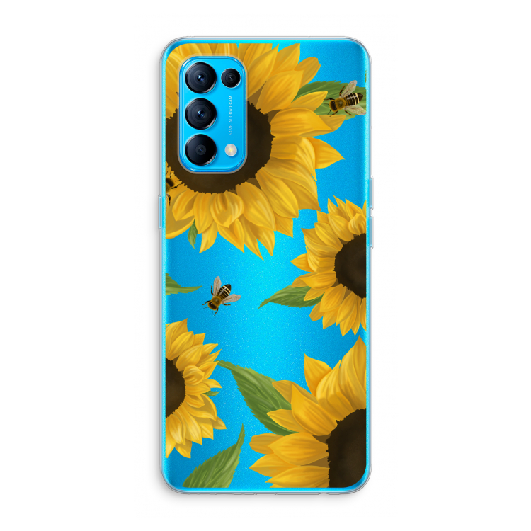 Sunflower and bees: Oppo Find X3 Lite Transparant Hoesje