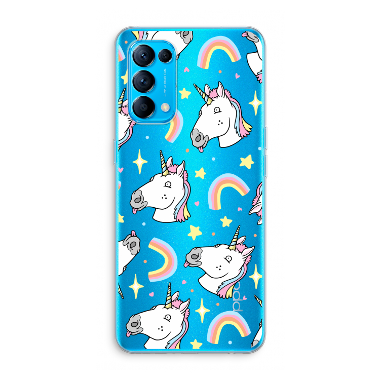 Rainbow Unicorn: Oppo Find X3 Lite Transparant Hoesje
