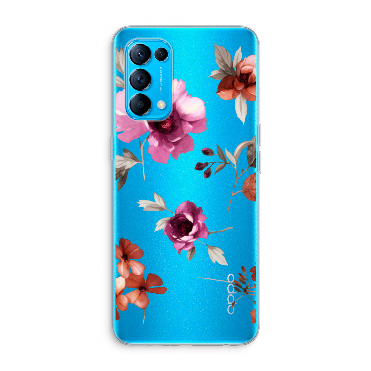Geschilderde bloemen: Oppo Find X3 Lite Transparant Hoesje