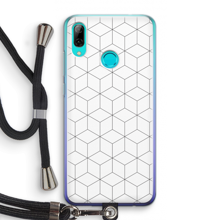 Zwart-witte kubussen: Huawei P Smart (2019) Transparant Hoesje met koord