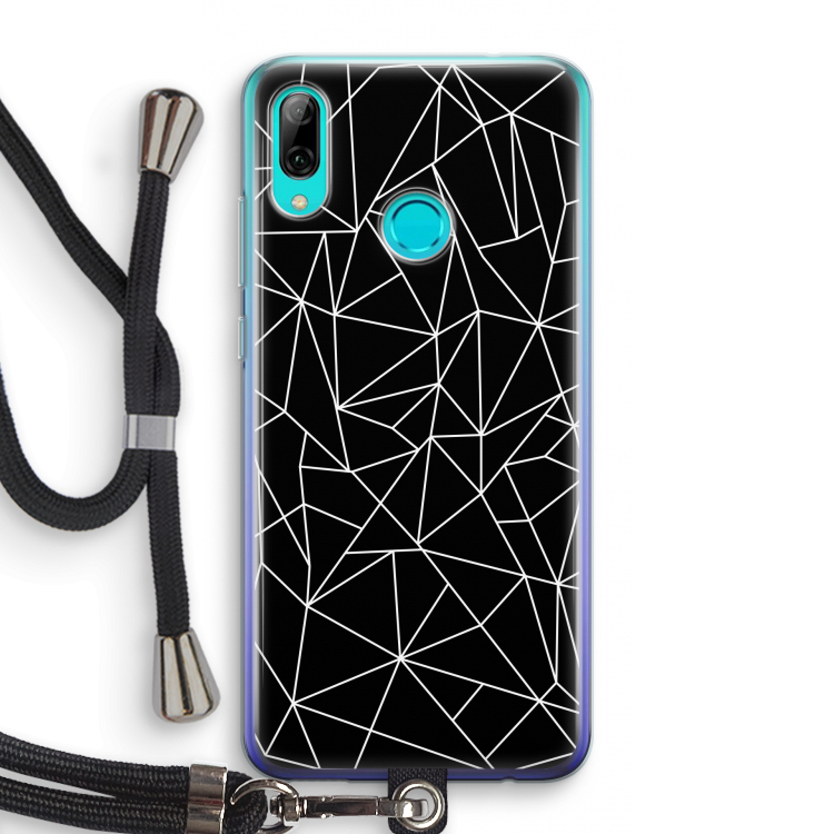 Geometrische lijnen wit: Huawei P Smart (2019) Transparant Hoesje met koord