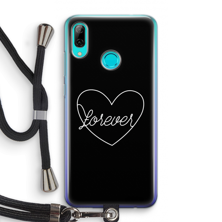 Forever heart black: Huawei P Smart (2019) Transparant Hoesje met koord