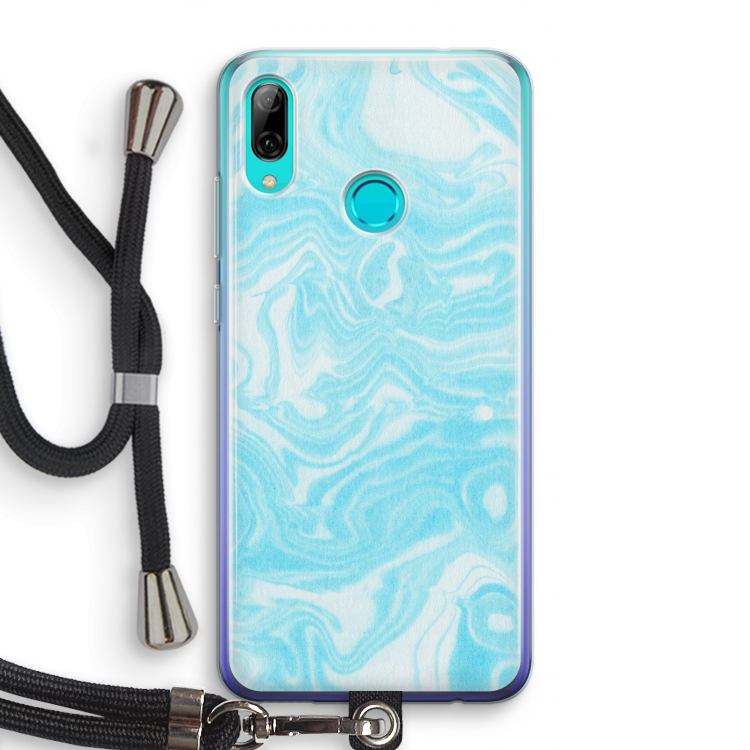 Waterverf blauw: Huawei P Smart (2019) Transparant Hoesje met koord