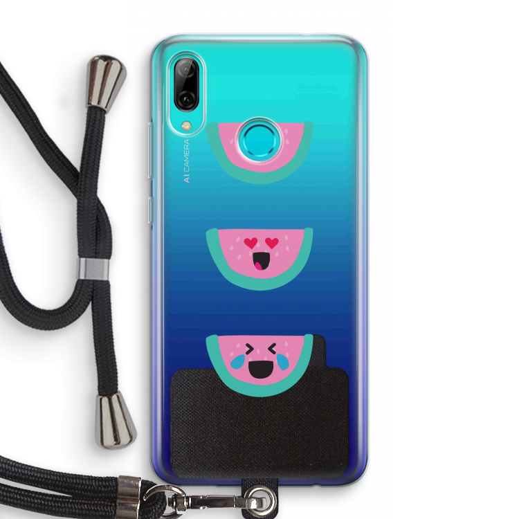 Smiley watermeloen: Huawei P Smart (2019) Transparant Hoesje met koord