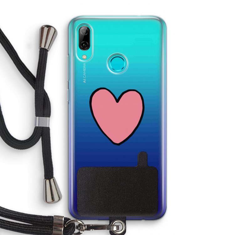 Hartje: Huawei P Smart (2019) Transparant Hoesje met koord