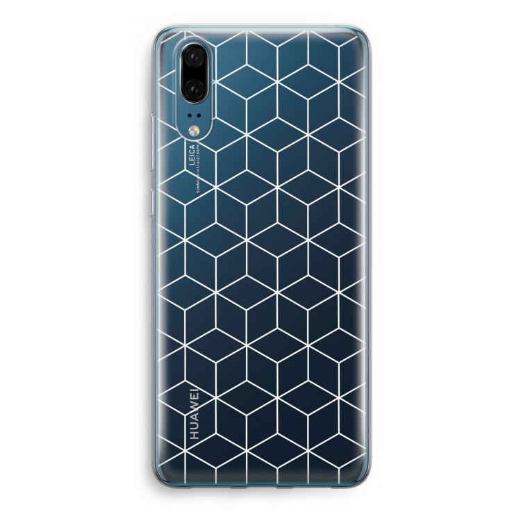 Zwart-witte kubussen: Huawei P20 Transparant Hoesje
