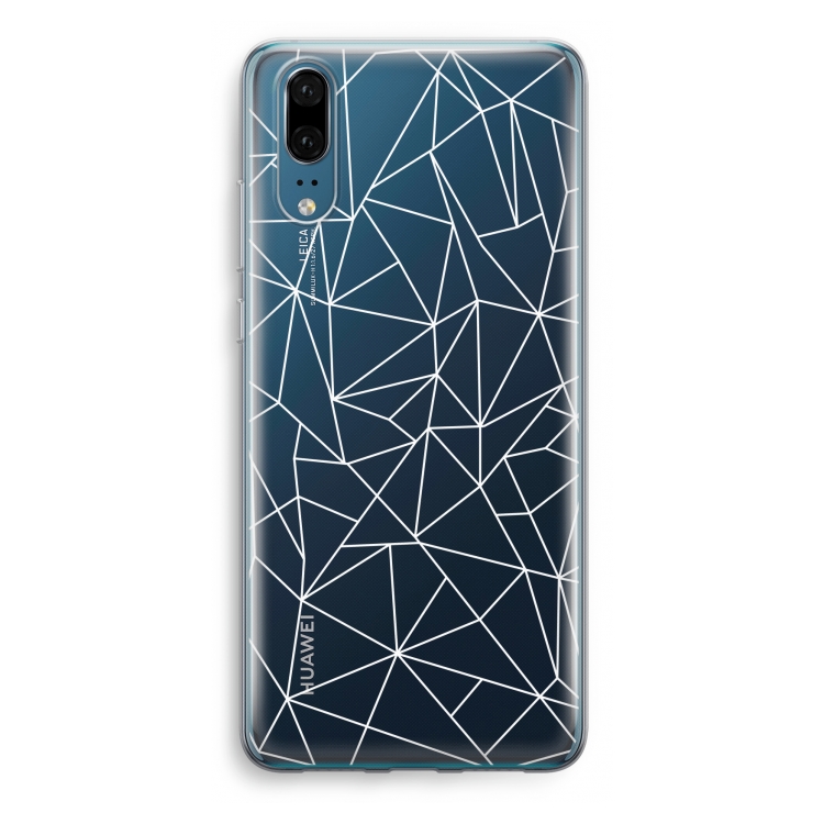 Geometrische lijnen wit: Huawei P20 Transparant Hoesje