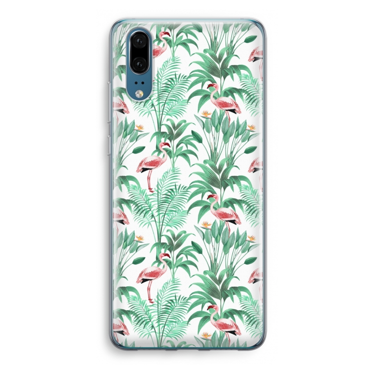 Flamingo bladeren: Huawei P20 Transparant Hoesje