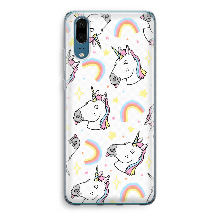 Rainbow Unicorn: Huawei P20 Transparant Hoesje