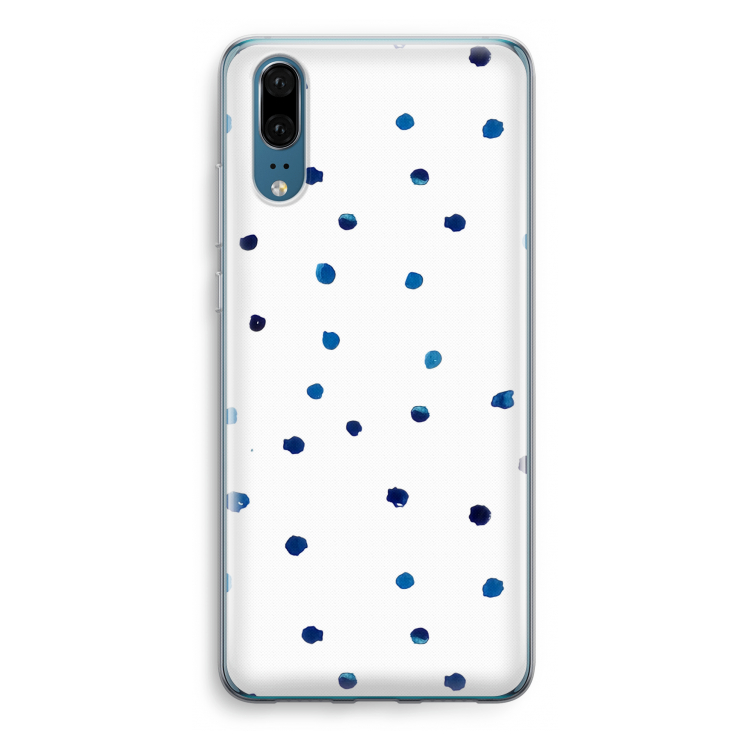 Blauwe stippen: Huawei P20 Transparant Hoesje