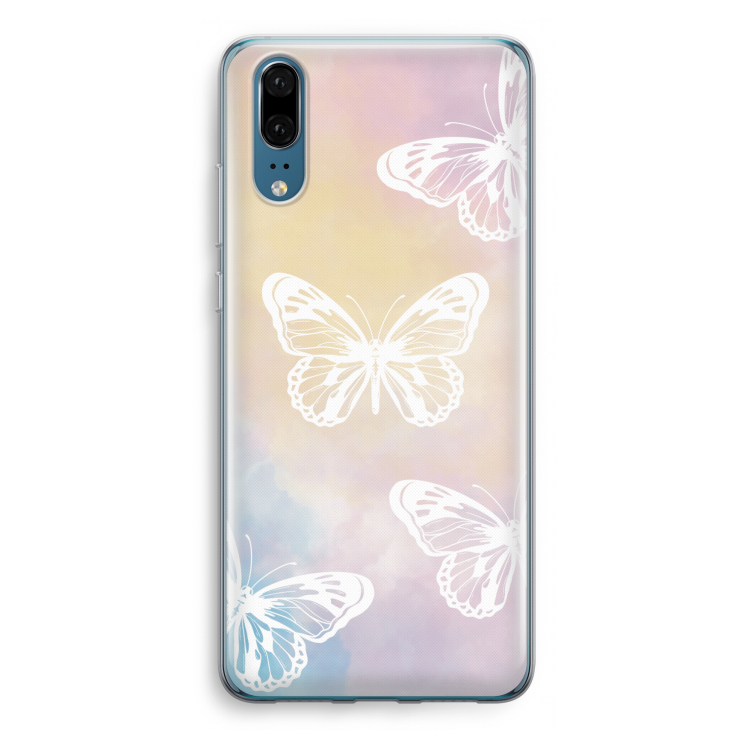 White butterfly: Huawei P20 Transparant Hoesje