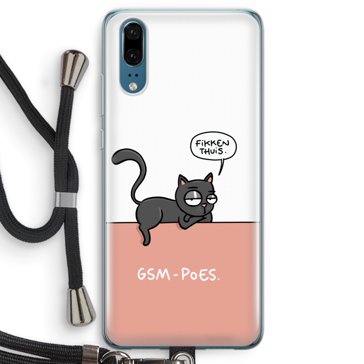 GSM poes: Huawei P20 Transparant Hoesje met koord