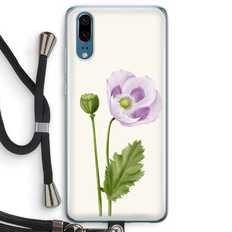 Purple poppy: Huawei P20 Transparant Hoesje met koord