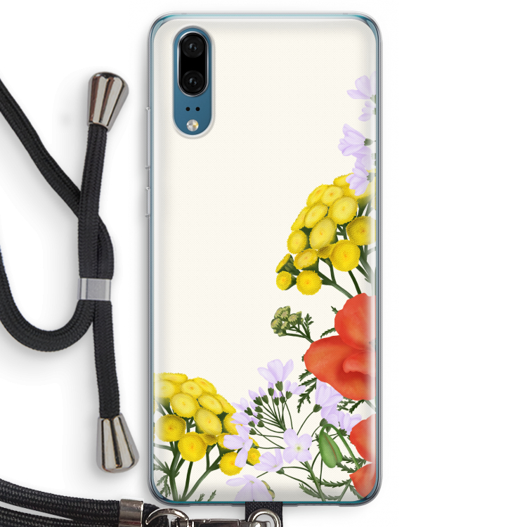 Wilde bloemen: Huawei P20 Transparant Hoesje met koord