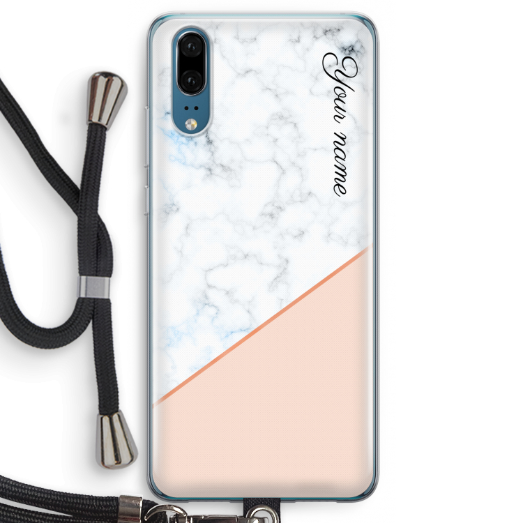 Marmer in stijl: Huawei P20 Transparant Hoesje met koord