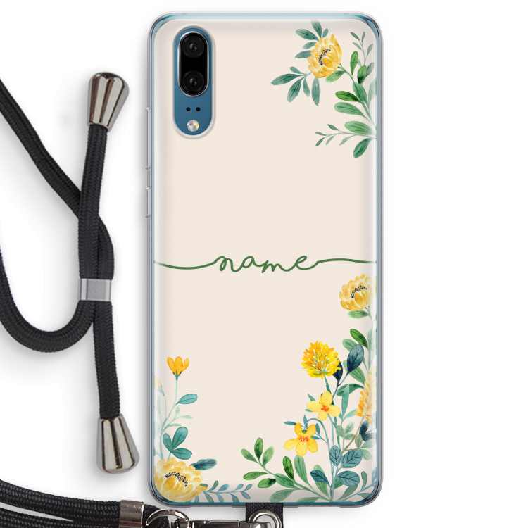 Gele bloemen: Huawei P20 Transparant Hoesje met koord