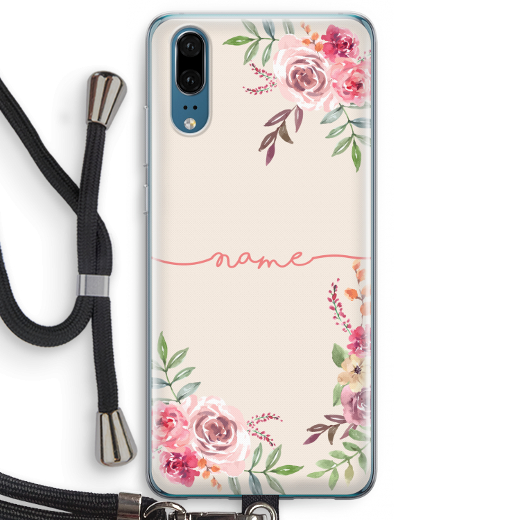 Rozen: Huawei P20 Transparant Hoesje met koord