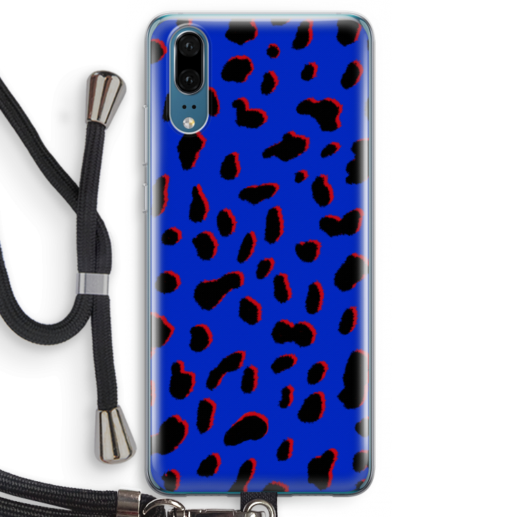 Blue Leopard: Huawei P20 Transparant Hoesje met koord